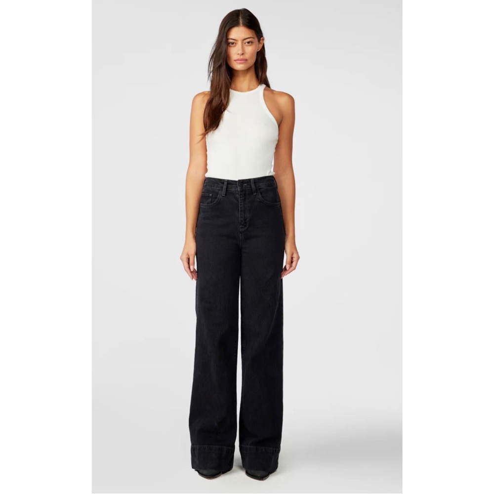 Triarchy Onassis V-High Rise Wide Leg Jean - Loved Black NWT